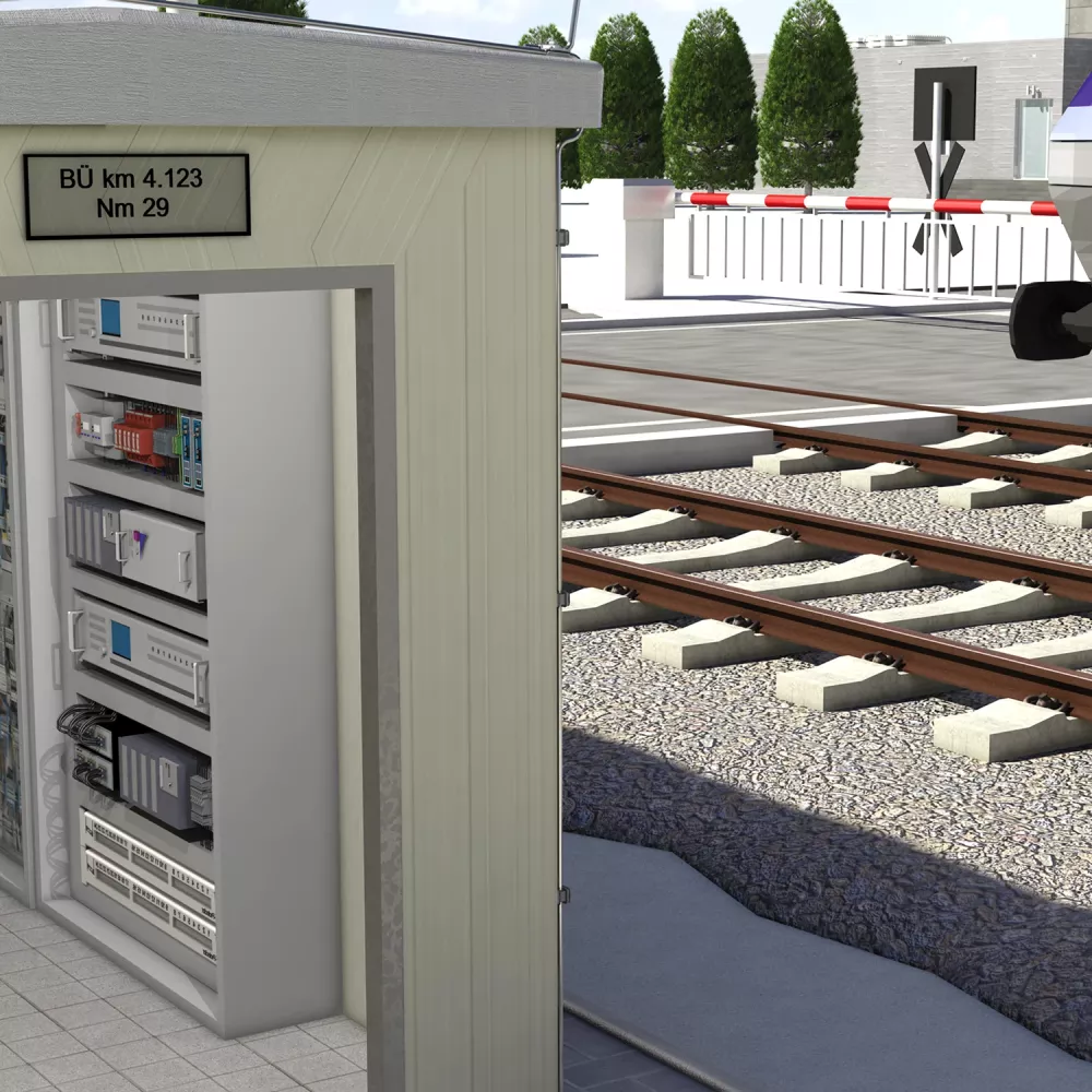Rendering of a railway station