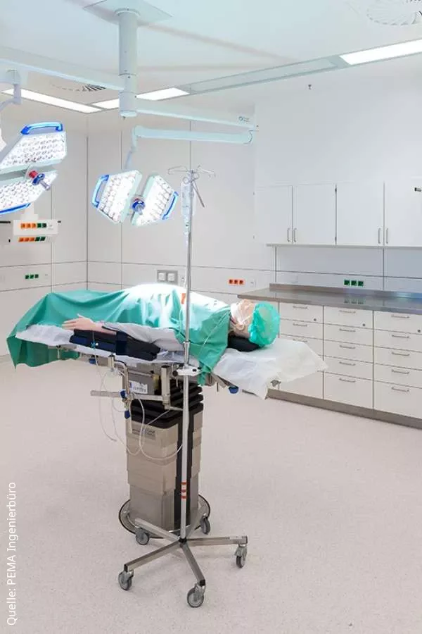 Person lying in the operating theatre at Ingolstadt Hospital